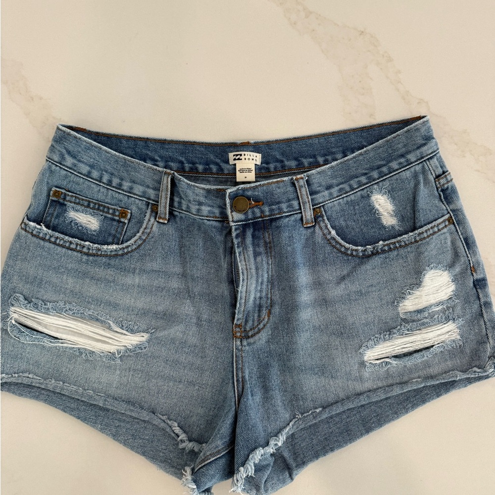 Billabong Light Blue Distressed Jean Shorts